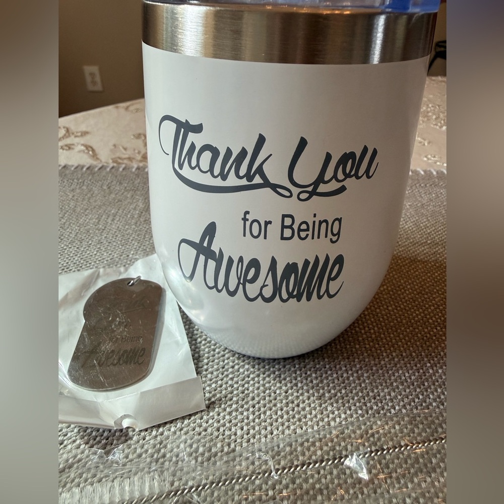 NEW! Thank You For Being Awesome Tumbler And Keychain Set